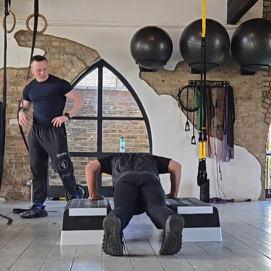 Hus. Sporadic visits to programmed twice-a-week. Strength up across the board.