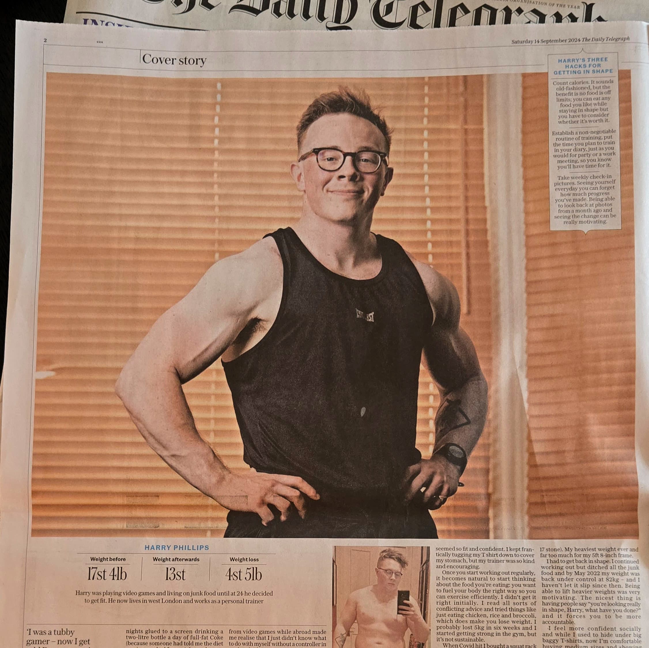 The Daily Telegraph cover story on Harry Phillips, September 2024